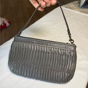 Elegant Gray Leather Handbag